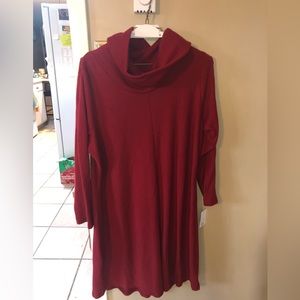 Red cowl neck dress